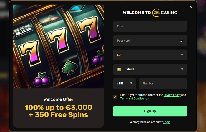 350 free spins at 24Casino 