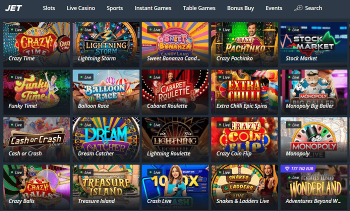 JET Casino Live Dealer and Game Shows 